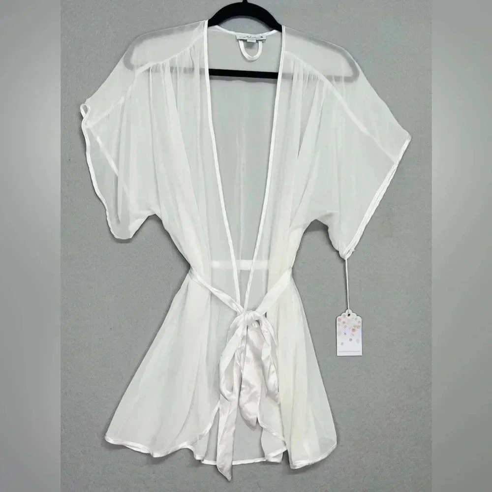 In bloom by jonquill NWT White Chiffon Robe X-large